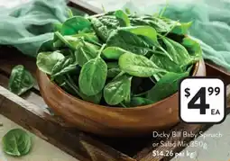 Dicky Bill Baby Spinach or Salad Mix