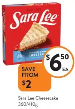 Foodworks Sara Lee Cheesecake offer