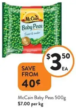 Foodworks McCain Baby Peas offer