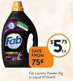 Foodworks Fab Laundry Powder or Liquid offer