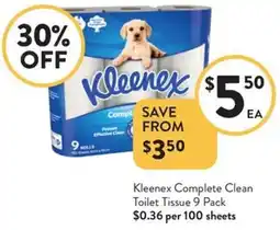 Foodworks Kleenex Complete Clean Toilet Tissue offer