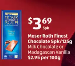 ALDI Moser roth finest chocolate offer