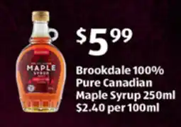 ALDI Brookdale pure canadian maple syrup offer