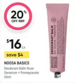 BIG W Noosa basics deodorant balm rose geranium + pomegranate offer