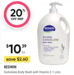 BIG W Redwin restoring sorbolene body wash with vitamin e offer