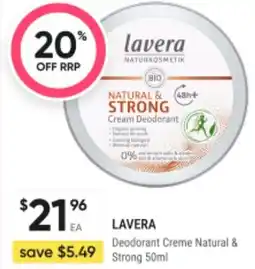 BIG W Lavera deodorant creme natural & strong offer