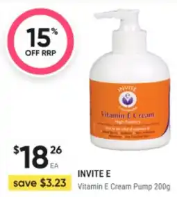 BIG W Invite e vitamin e cream pump offer