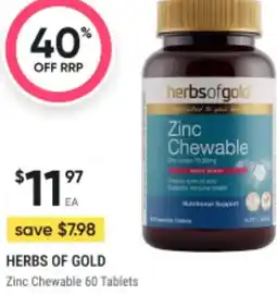BIG W Herbs of gold zinc chewable offer
