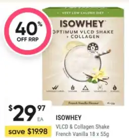 BIG W Isowhey vlcd & collagen shake vanilla offer