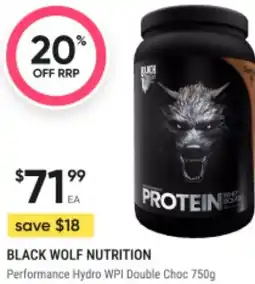 BIG W Black wolf nutrition performance hydro wpi double choc offer