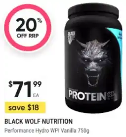 BIG W Black wolf nutrition performance hydro wpi vanilla offer
