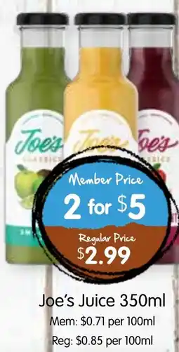 Spudshed Joe's juice offer