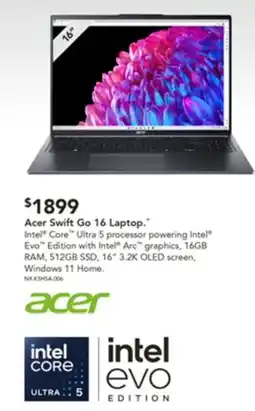Harvey Norman Acer swift go 16 laptop offer