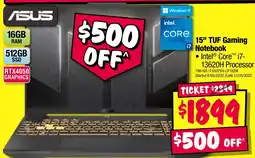 JB Hi-Fi 15" TUF Gaming i7 Notebook offer