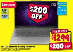 JB Hi-Fi 15" LOQ Essential Gaming Notebook offer