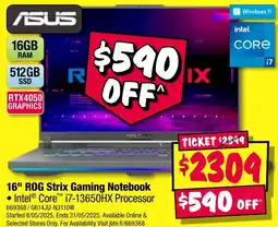 JB Hi-Fi 16" ROG Strix Gaming Notebook offer