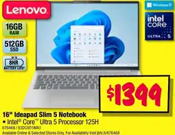 JB Hi-Fi 16" Ideapad Slim 5 Notebook offer