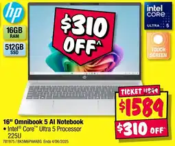 JB Hi-Fi 16" Omnibook 5 Al Notebook offer