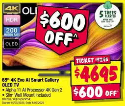 JB Hi-Fi 65" 4K Evo Al Smart Gallery OLED TV offer