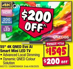 JB Hi-Fi 55" 4K QNED Evo Al Smart Mini LED TV offer