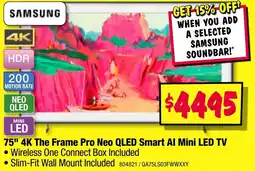 JB Hi-Fi 75" 4K The Frame Pro Neo QLED Smart Al Mini LED TV offer