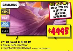 JB Hi-Fi 77" 4K Smart AI OLED TV offer