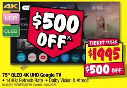 JB Hi-Fi 75" QLED 4K UHD Google TV offer