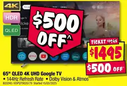 JB Hi-Fi 65" QLED 4K UHD Google TV offer