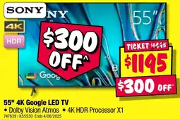 JB Hi-Fi 55" 4K Google LED TV offer