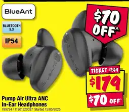 JB Hi-Fi Pump Air Ultra ANC In-Ear Headphones offer