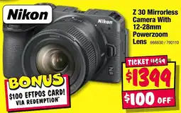 JB Hi-Fi Z 30 Mirrorless Camera offer
