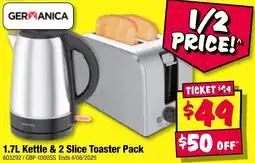 JB Hi-Fi 1.7L Kettle & 2 Slice Toaster Pack offer