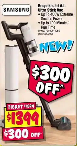 JB Hi-Fi Bespoke Jet A.I. Ultra Stick Vac offer