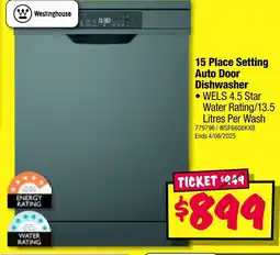 JB Hi-Fi 15 Place Setting Auto Door Dishwasher offer