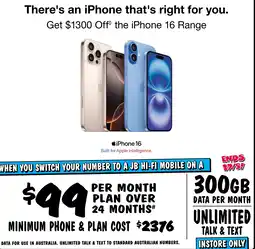JB Hi-Fi iPhone 16 offer