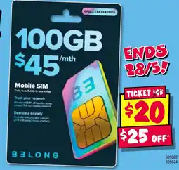 JB Hi-Fi Belong mobile sim offer