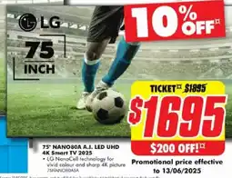 The Good Guys 75" NANO80A A.I. LED UHD 4K Smart TV 2025 offer