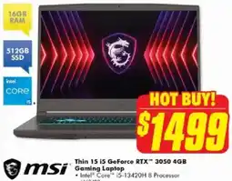 The Good Guys Thin 15 15 GeForce RTX 3050 4GB Gaming Laptop offer