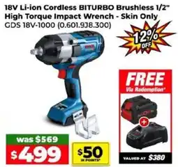 18V Li-ion Cordless BITURBO Brushless 1/2" High Torque Impact Wrench