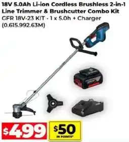 18V 5.0Ah Li-ion Cordless Brushless 2-in-1 Line Trimmer & Brushcutter Combo Kit