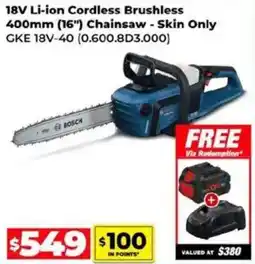 18V Li-ion Cordless Brushless 400mm (16") Chainsaw