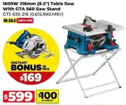 Sydney Tools 1600W 216mm (8.5") Table Saw With GTA 560 Saw Stand offer