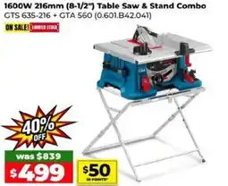 1600W 216mm (8-1/2") Table Saw & Stand Combo