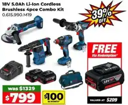 Sydney Tools 18V 5.0Ah Li-Ion Cordless Brushless 4pce Combo Kit offer