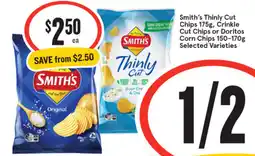 Smith's Thinly Cut Chips , Crinkle Cut Chips or Doritos Corn Chips
