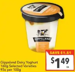 Supa Valu Gippsland Dairy Yoghurt offer