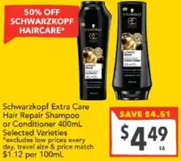 Schwarzkopf Extra Care Hair Repair Shampoo or Conditioner