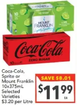 Supa Valu Coca-Cola, Sprite or Mount Franklin offer