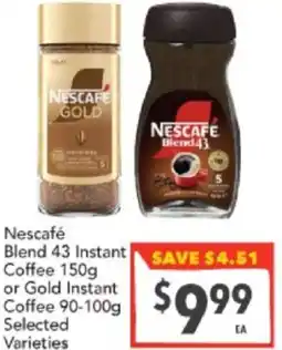 Supa Valu Blend 43 Instant Coffee or Gold Instant Coffee offer