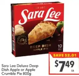 Sara Lee Deluxe Deep Dish Apple or Apple Crumble Pie